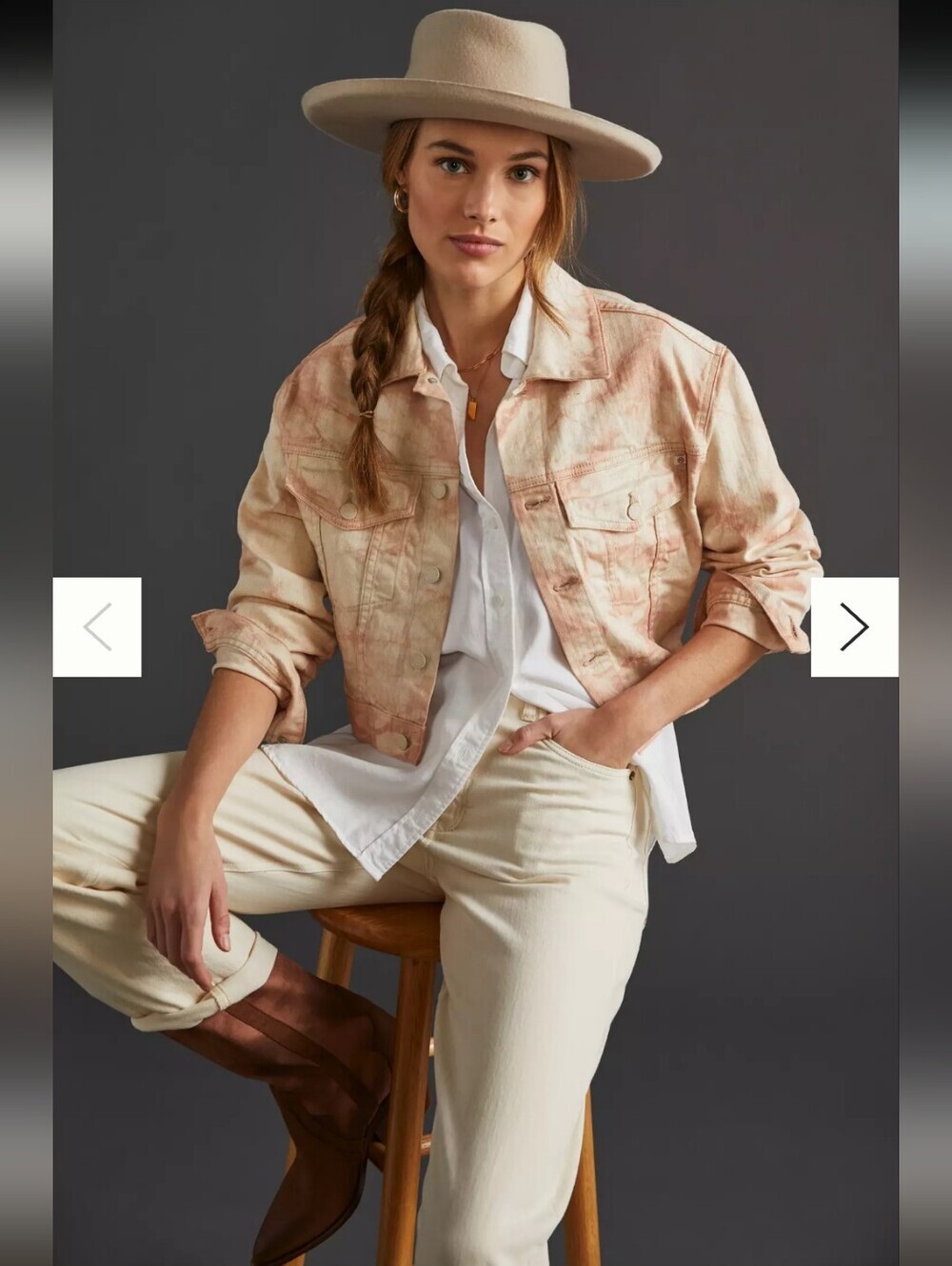 AG Adriano Goldschmmied Anthropologie Light Pink Tie-Dye Denim Jacket_L